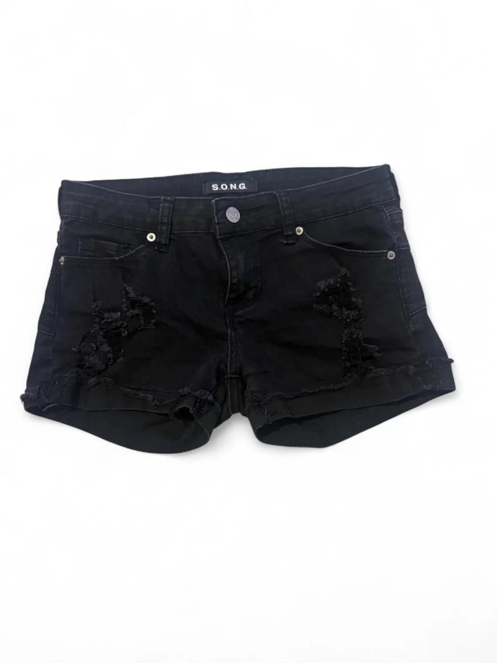 🩷$3 BUNDLED- S.O.N.G Black Distressed Denim Shortie